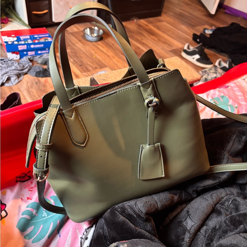 Olive Green Structured Tote Bag for Women